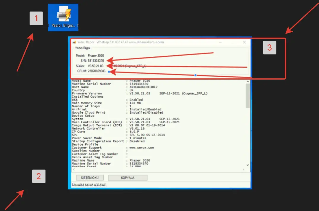 Xerox 3020 3020w Yazıcı Chipsiz Çalıştırma Reset Yazılımı